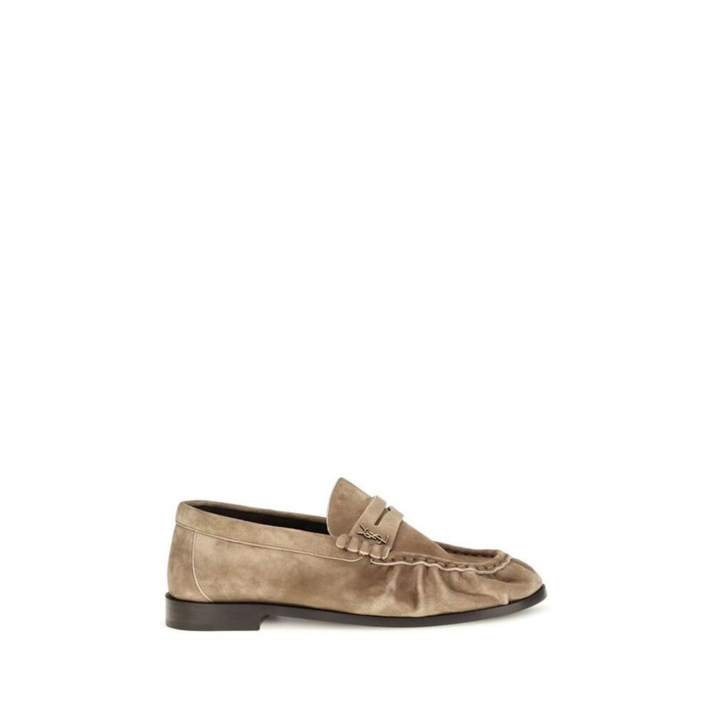 Saint Laurent Beige Calf Leather Bos Taurus Slip-On Women's Loafers